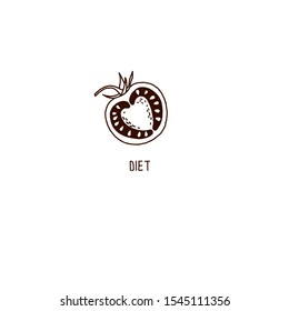 Tomato, vegetables, diet, fresh. Vector hand-drawn sketch.
