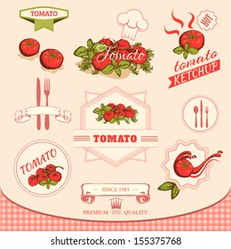 tomato vegetables, product label packaging background design 