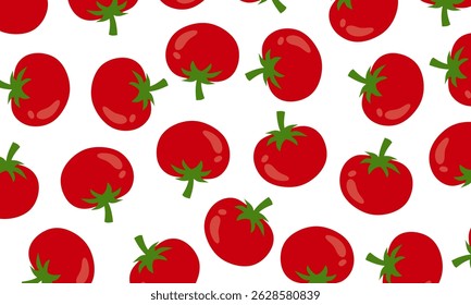 Tomatengemüse nahtloses Muster. Dekorativer Hintergrund mit frischem Gemüse. Frische Tomaten, handgezeichnetes nahtloses Muster