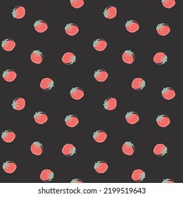 Tomato Vegetables seamless pattern. Vegetarian healthy bio food background, Vegan organic eco products. Vector illustration.