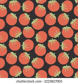 Tomato Vegetables seamless pattern. Vegetarian healthy bio food background, Vegan organic eco products. Vector illustration.