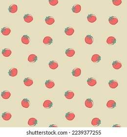 Tomato Vegetables seamless pattern. Vegetarian healthy bio food background, Vegan organic eco products. Vector illustration.