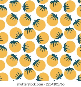 Tomato Vegetables seamless pattern. Vegetarian healthy bio food background, Vegan organic eco products. Vector illustration.