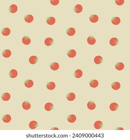 Tomato Vegetables seamless pattern. Vegetarian healthy bio food background, Vegan organic eco products. Vector illustration.