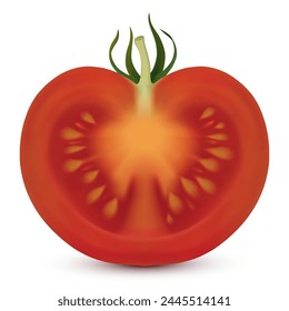 Vertikaler Tomatenschnitt isoliert auf weißem Hintergrund. Vektorillustration, die mithilfe von Verlaufsnetzen erstellt wurde