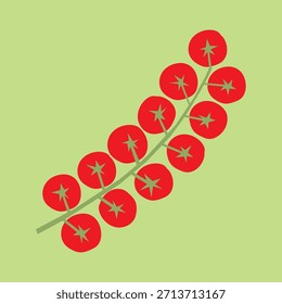 Tomate vid sobre fondo verde, Vector
