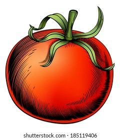 A Tomato Vintage Woodcut Illustration In A Vintage Style