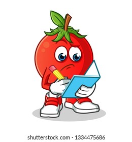 tomato writing mascot vector cartoon illustration