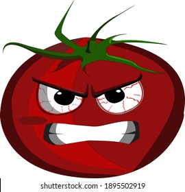 Tomatoes are angry on a white background.