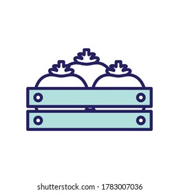 tomatoes in basket line and fill style icon design, healthy organic food fresh natural market product quality and restaurant theme Vector illustration