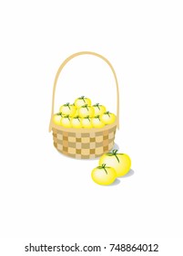 Tomatoes in a basket on a white background
