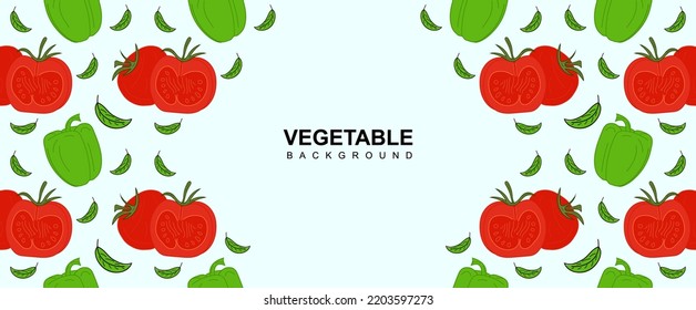 Fondo de tomates y mordeduras. Bell Pepper y Tomates fondo con espacio para el texto. Verduras, producto en el mercado agrícola de fondo azul. ilustración vectorial eps10