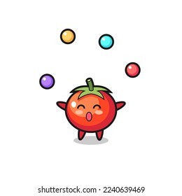 the tomatoes circus cartoon juggling a ball , cute style design for t shirt, sticker, logo element