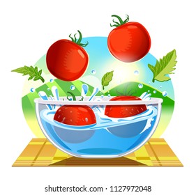 Tomatoes clean and confident. Food care for health lovers.