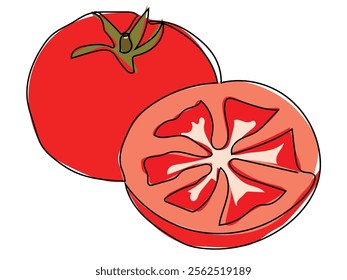 Tomatoes in continuous line style and can be edited later