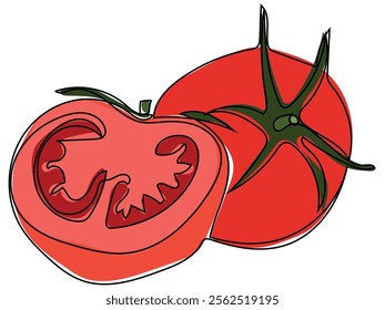 Tomatoes in continuous line style and can be edited later