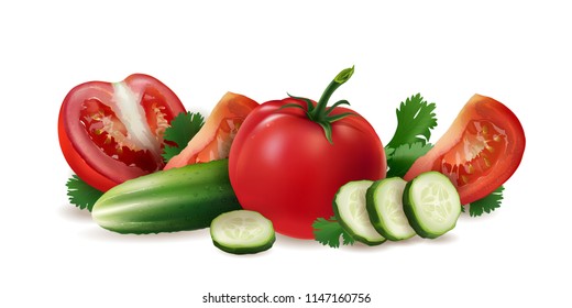 Tomatoes, cucumber and salad