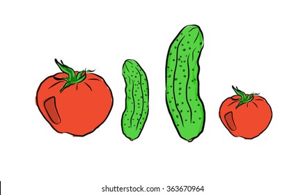 Tomatoes and cucumbers