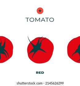 Tomatoes. Flat vector illustration. Price tag, label, packaging and advertising poster of the product. Minimalistic, modern label.