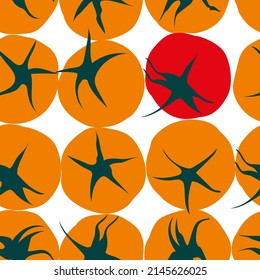 Tomatoes. Flat vector pattern. Price tag, label, packaging and advertising poster of the product. Minimalistic, modern label.