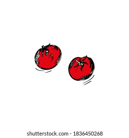 Tomates con un estilo gráfico. Tomates rojos aislados en un fondo blanco. Vector.