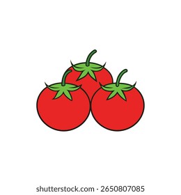 Tomatoes with green stems clean bright healthy veggie Vector illustration