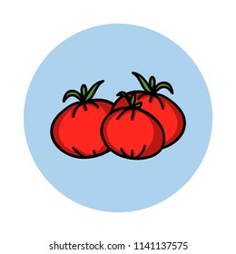 Tomatoes Hand Drawn Icon. Cartoon Vegetable. Healthy Vegetarian Product. Fresh Farm Market Vegetable