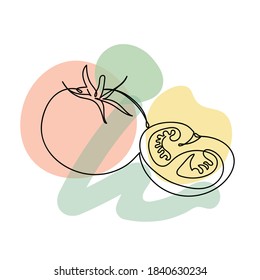 Tomates con un estilo lineal dibujado a mano.