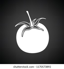 Tomatoes icon. Black background with white. Vector illustration.