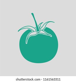 Tomatoes icon. Gray background with green. Vector illustration.