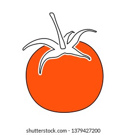 Icono de tomates. Línea Delgada Con Diseño De Relleno Naranja. Ilustración vectorial.