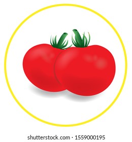 Tomatoes icon in yellow circle isolated on white background.