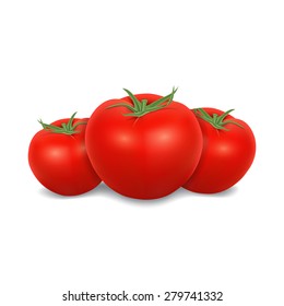 Tomatoes isolated on white. High quality vector. EPS10 vector.