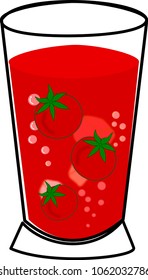 tomatoes juice in a glass. Healthy organic food. Vector illustration flat design.