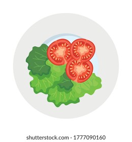 diseño de tomates y lechuga, alimento orgánico vegetal saludable natural fresco y tema de mercado Ilustración vectorial