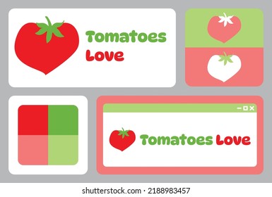 Los tomates adoran el logotipo de verduras rojas Vegetarianas Bellas Vegetarias Llantas Elementos de diseño de vectores para la camiseta Tote Bag