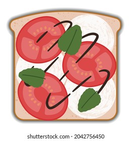 tomatoes and mozzarella tasty sandwich with shadow
