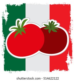 Tomatoes on the background of the Mexican flag.