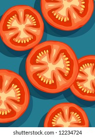 tomatoes on blue