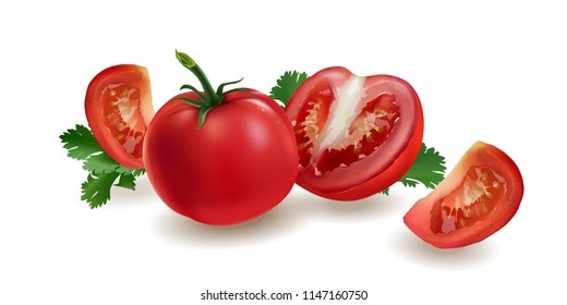 Tomatoes on a red background