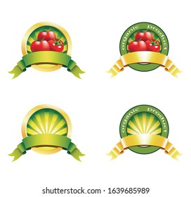 
Tomatoes, organic tomatoes in a frame with a ribbon, an empty frame with a ribbon, 
sticker for packing vegetables