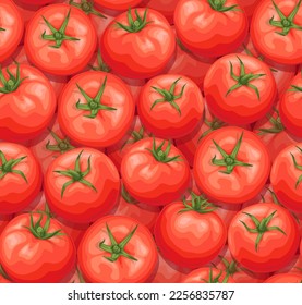 Tomatenmuster. Tomaten in einer Schachtel. Rote reife Tomaten mit grünem Stamm.