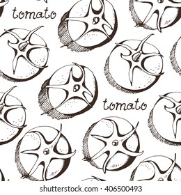 Tomatoes pattern, vector seamless tomato background