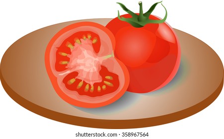 Tomatoes . Red ripe tomatoes .