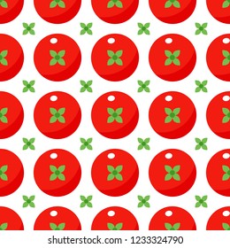 Tomatoes seamless pattern in flat style on a white background