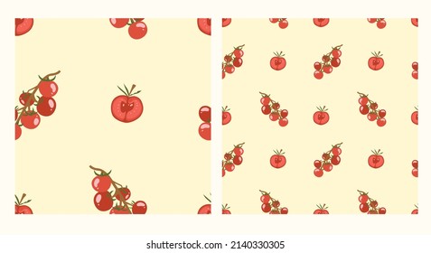 Tomatoes seamless pattern. Hand drawn illustration. Vector for clothes, background, print, packaging or other uses.