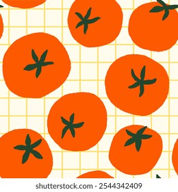 Tomatoes seamless pattern. Vector hand drawn pattern