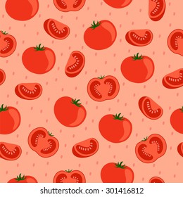 Tomatoes . Seamless pattern . Vector illustration