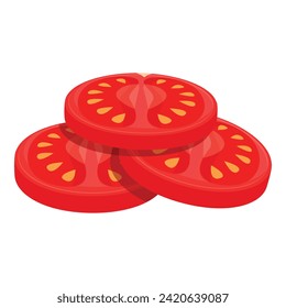 Tomatoes slices for burger icon cartoon vector. Fast food. Meal dish