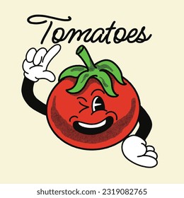 Tomatoes With Tomato Groovy Character Design